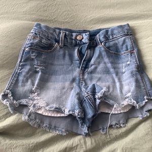 Distressed jean shorts